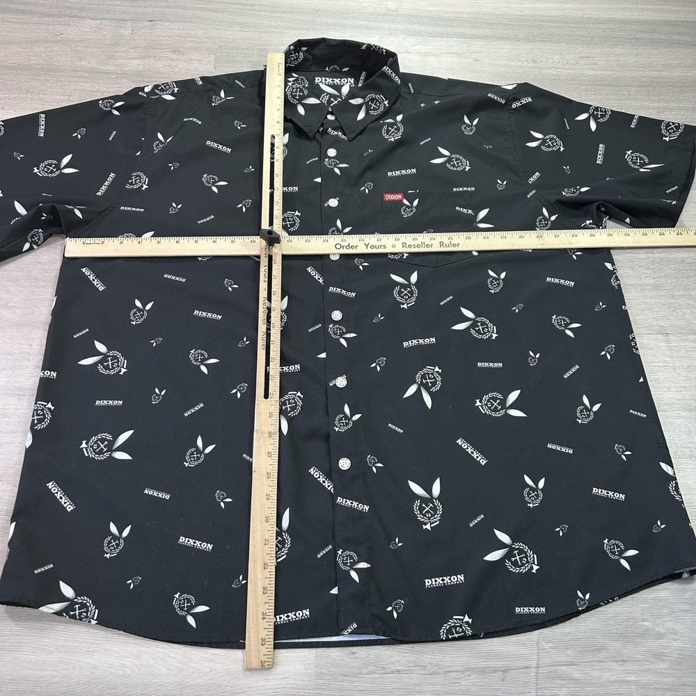 Dixxon Shirt Mens 4XL Black Short Sleeve Button Front Party Wear All Over Print - Picture 5 of 9